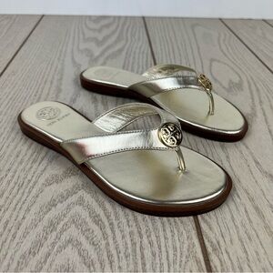 Tory Burch Benton Metallic Leather Thong Flip Flop Sandals 5M Spark Gold $249